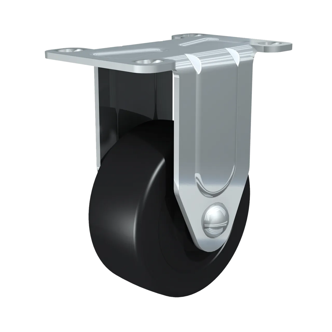 3" Rigid Caster with Black Rubber Tire