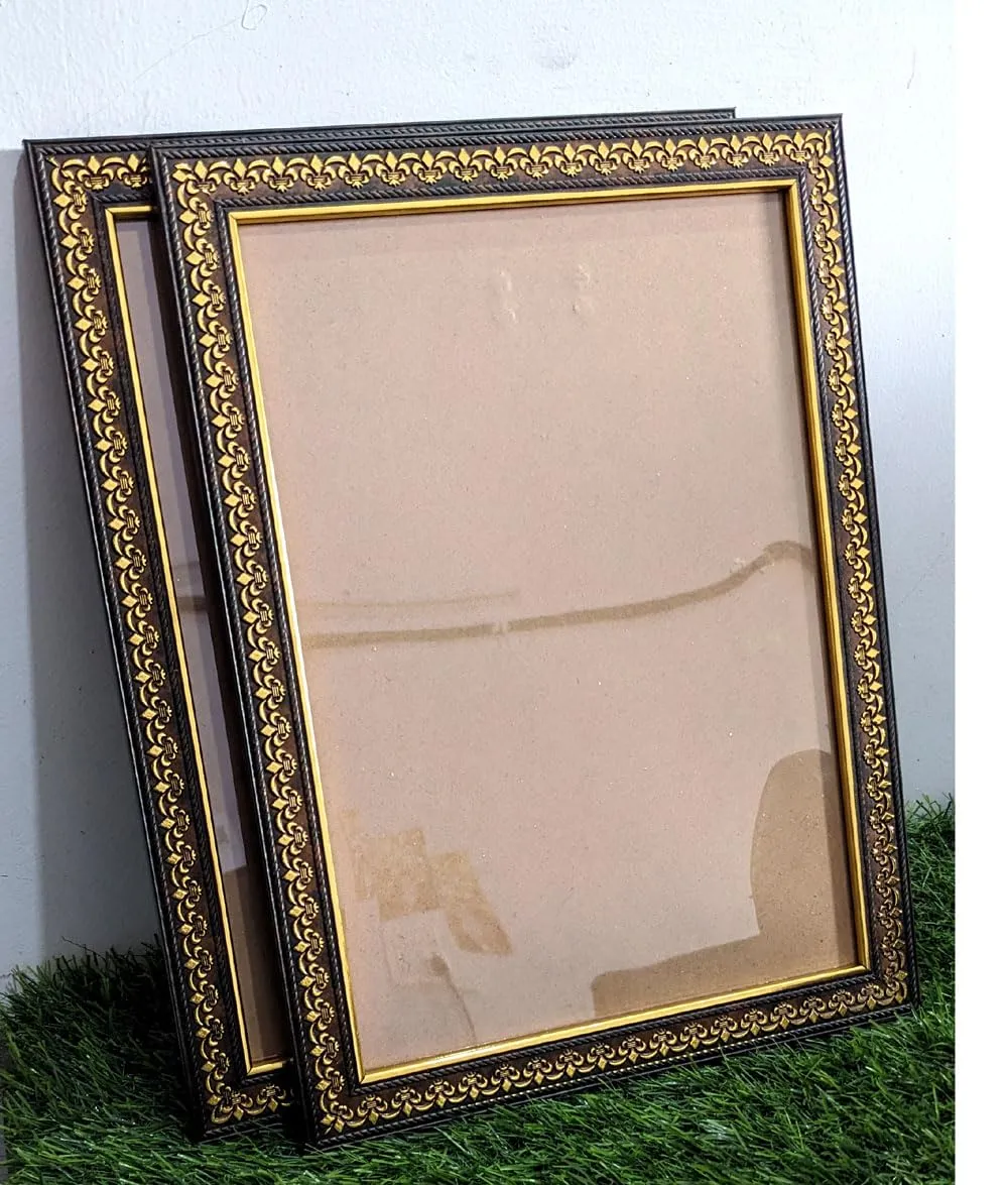 AG CRAFTS A4 Document Photo Frame Brown Golden set of 2 Photo Frames for Home and Office decoration (Photo Size 8 x 12 Inches)