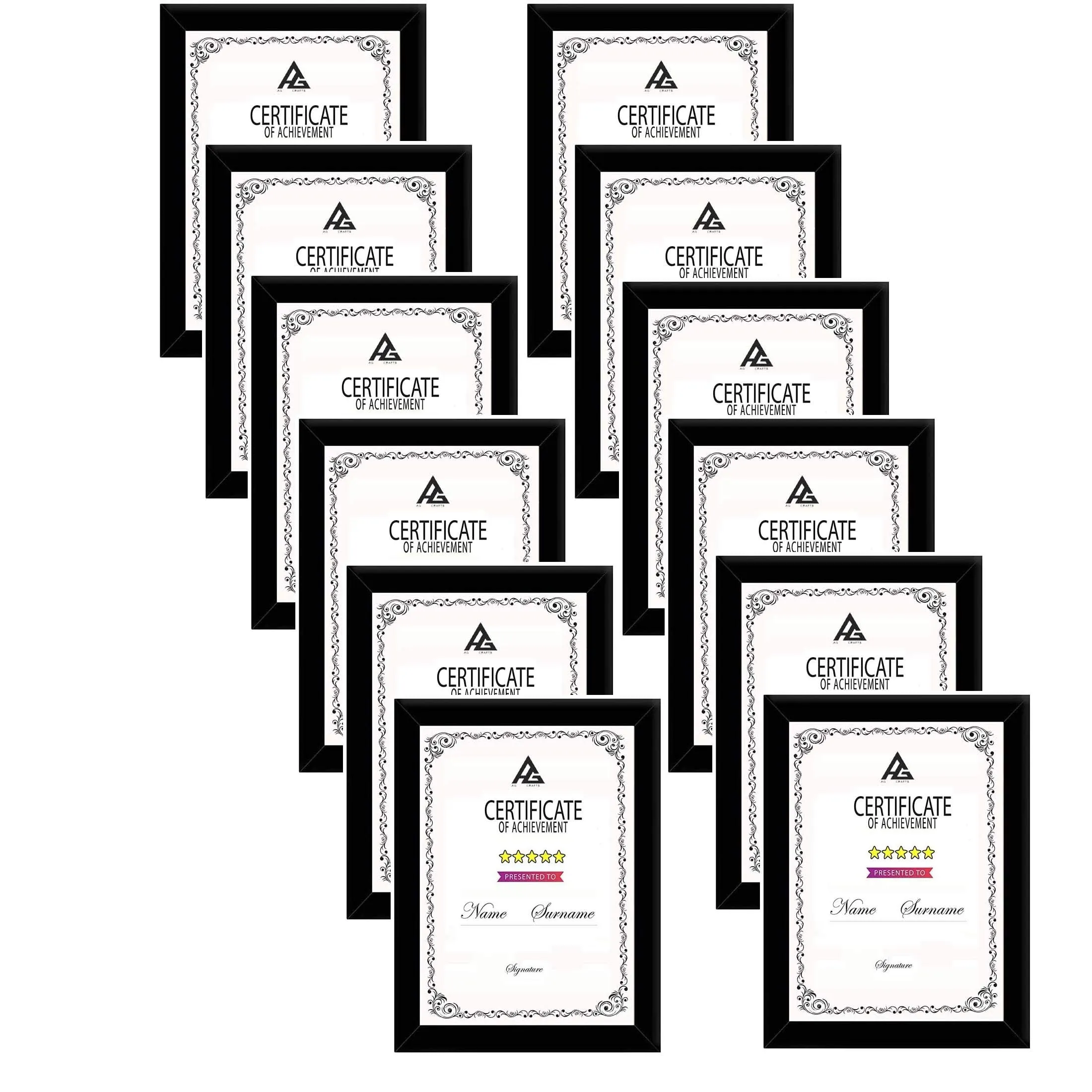 AG Crafts Wood A4 (13.75"X9.75") Picture Photo & Document Frames -0012 (Black), Wall Mount