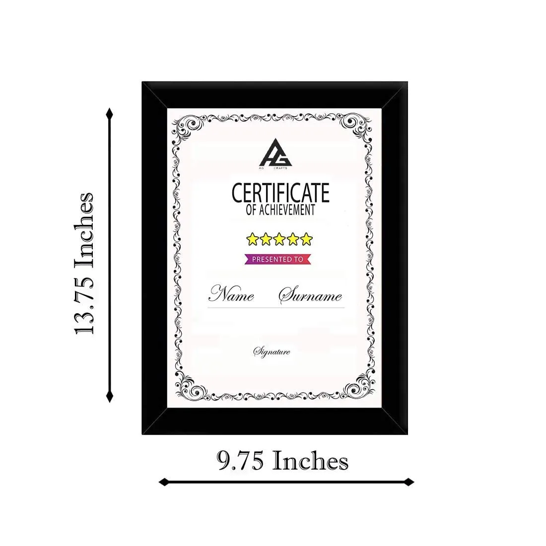AG Crafts Wood A4 (13.75"X9.75") Picture Photo & Document Frames -0012 (Black), Wall Mount