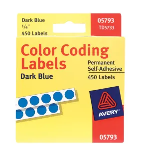 Avery 0.25 in. H X 1/4 in. W Round Blue Color Coding Label 450 pk