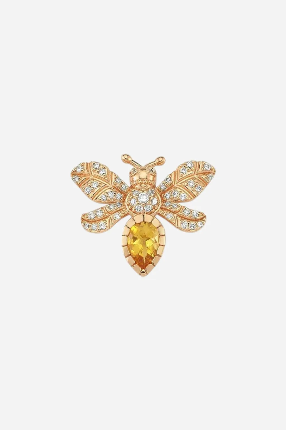 Bee Goddess Queen Bee Eva Rose Gold, Diamond & Citrine Single Earring