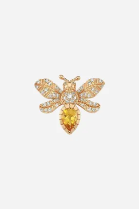 Bee Goddess Queen Bee Eva Rose Gold, Diamond & Citrine Single Earring