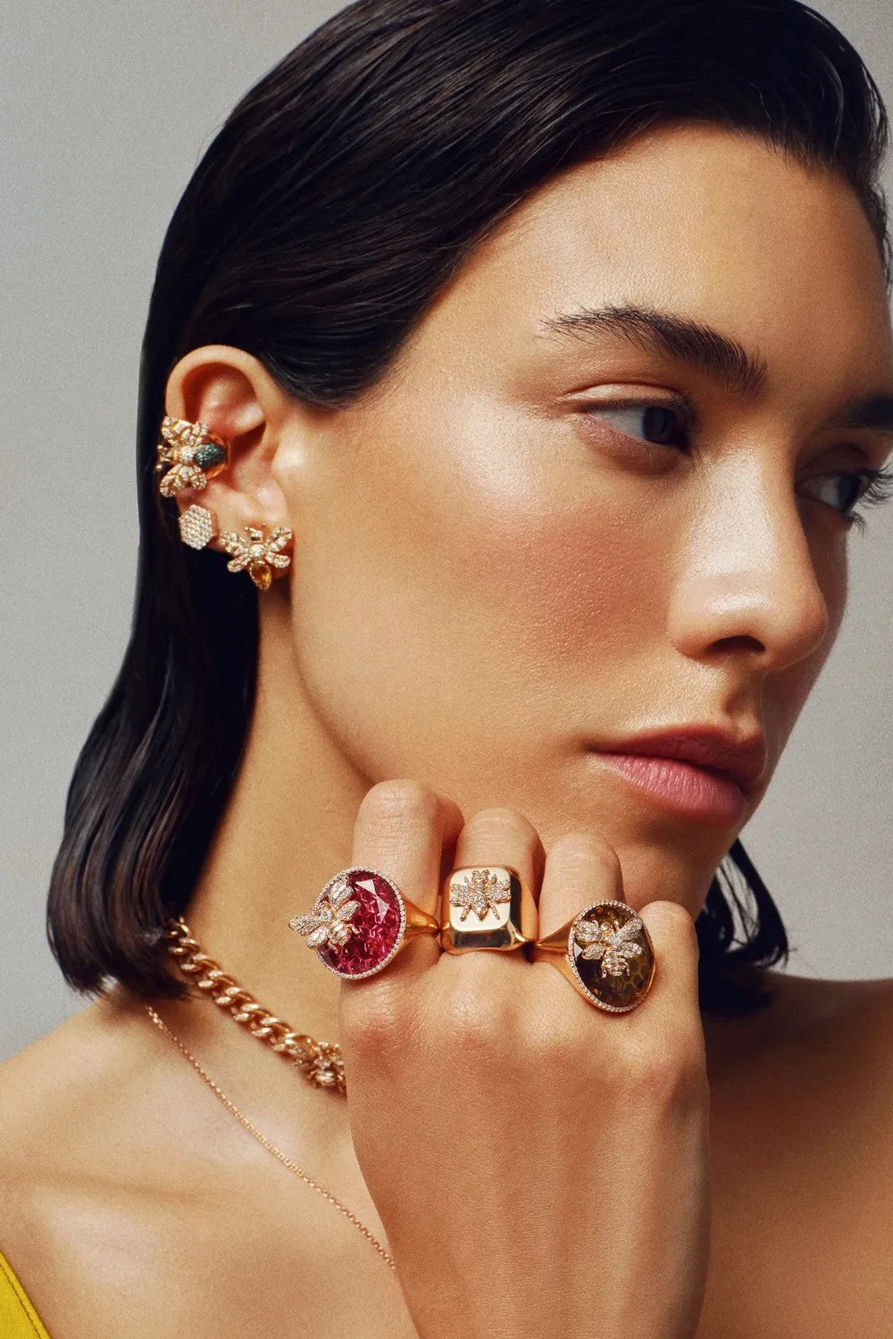Bee Goddess Queen Bee Eva Rose Gold, Diamond & Citrine Single Earring
