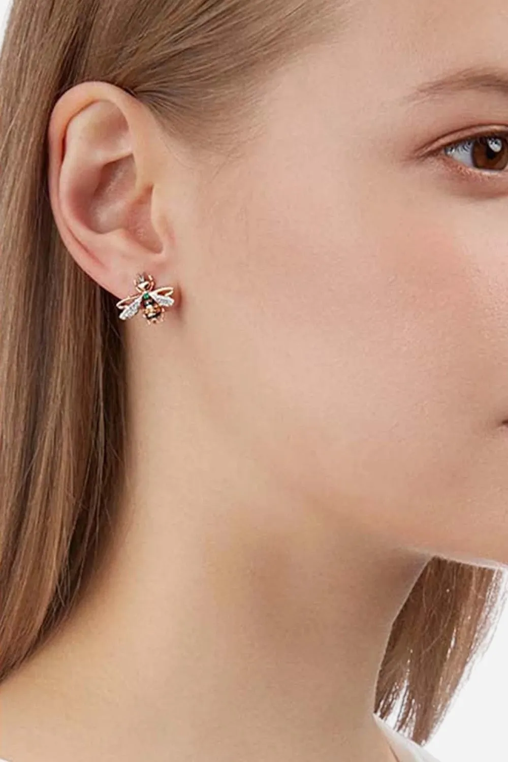 Bee Goddess Queen Bee Mellona Rose Gold & Diamond Single Earring