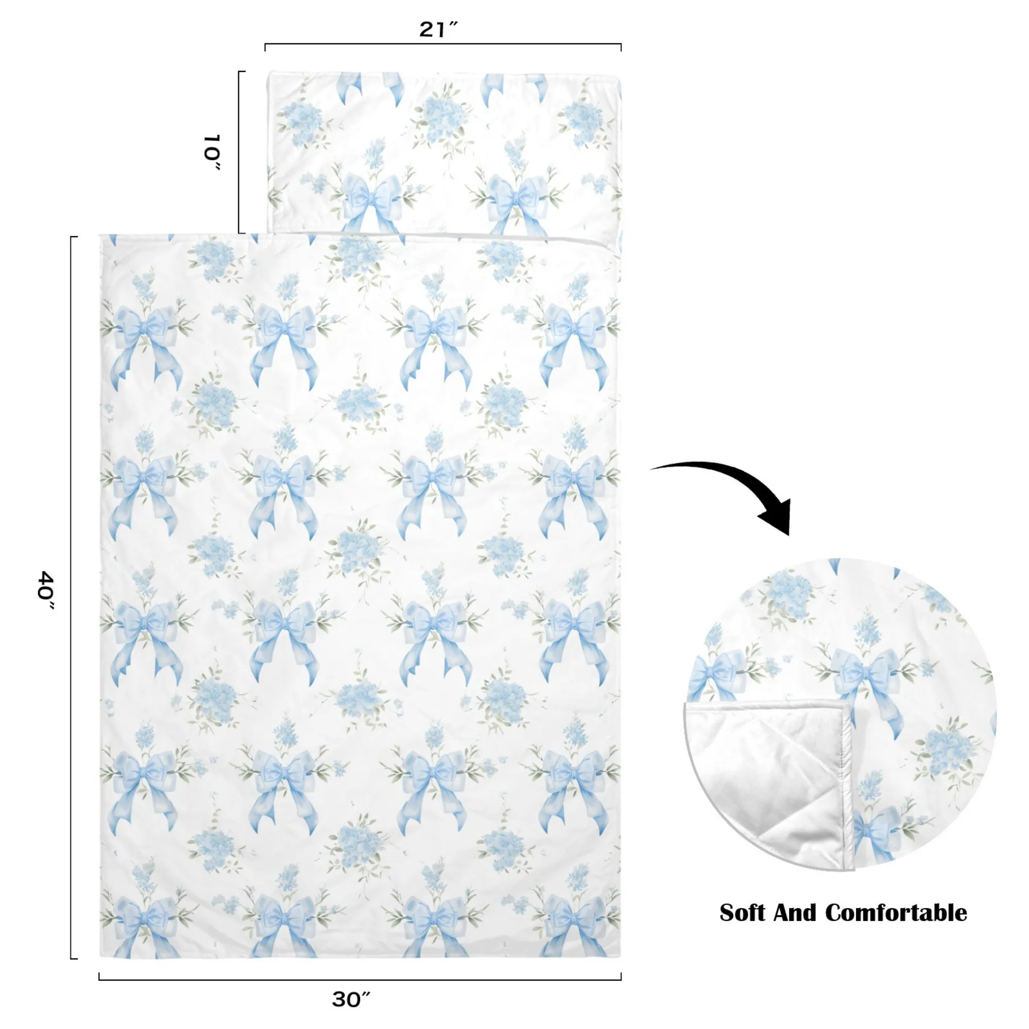 Bella Blue Kids' Long Sleeping Bag | A Catchy Blend of Comfort & Style | Lightweight and Durable Sleeping Bag for Kids