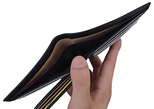 Bifold Wallet for Men - RFID Blocking Genuine Leather Extra Capacity Wallet Gift Box