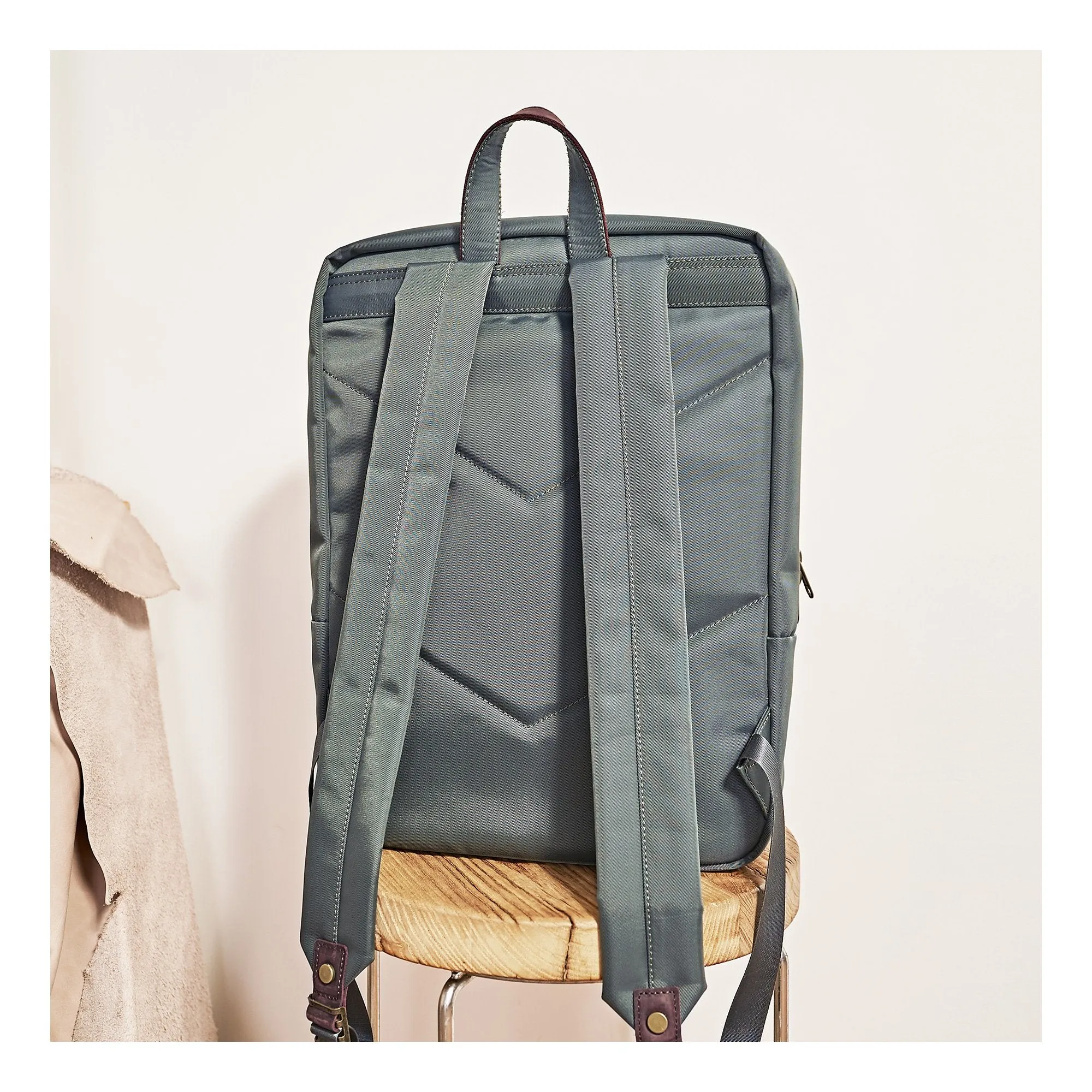 Canvas Leather Mens Backpack Canvas Khaki Travel Backpack Laptop Satchel Backpack for Men