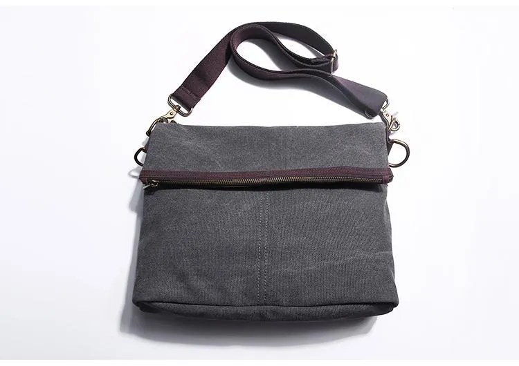 Canvas Mens 13‘’ Side Bag Courier Bag Gray Postman Bag Messenger Bag for Men