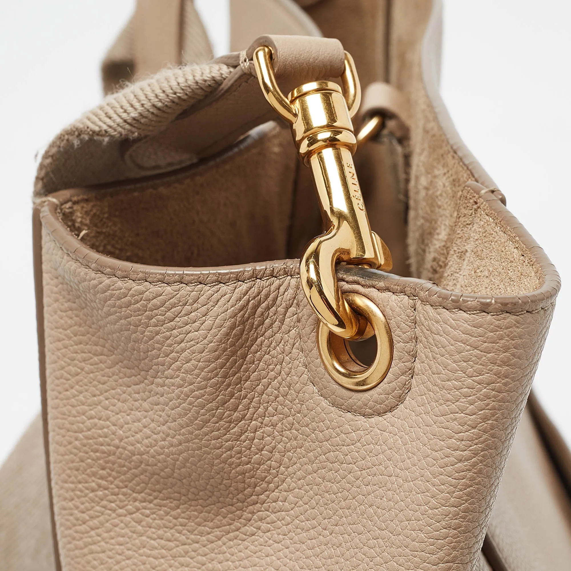 CELINE Beige Leather Sangle Bucket Bag