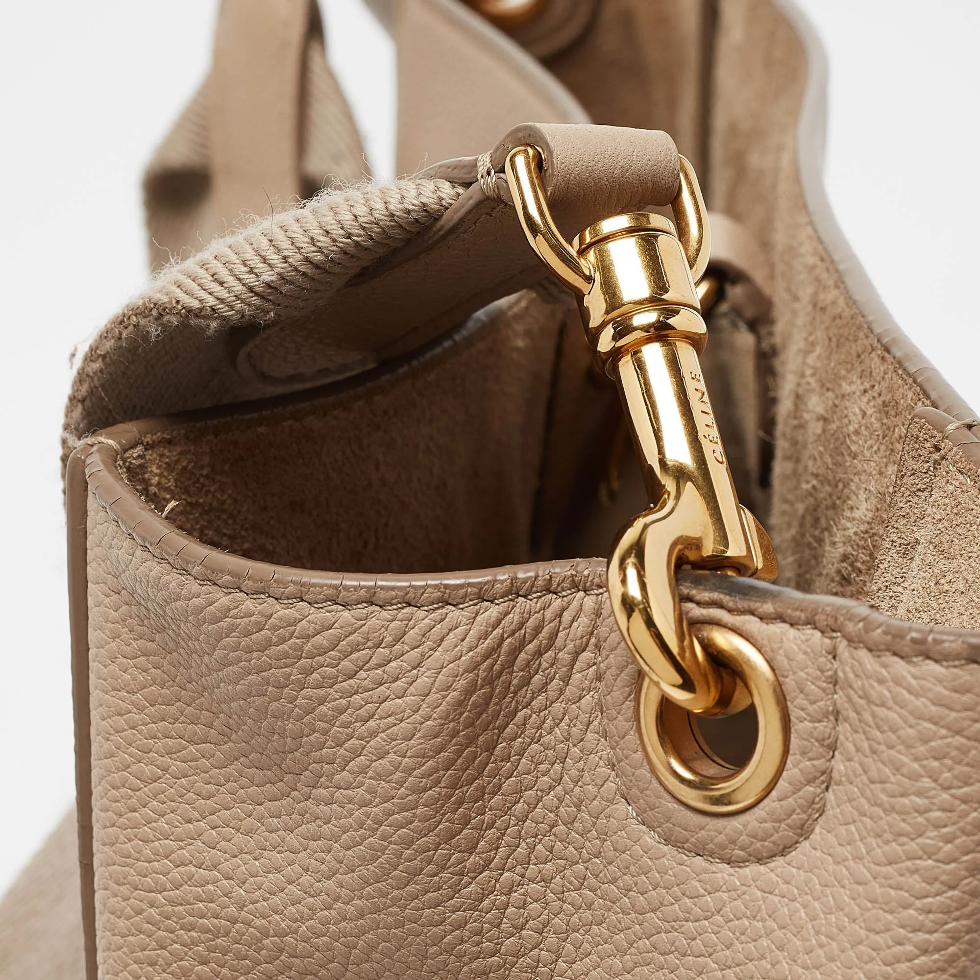 CELINE Beige Leather Sangle Bucket Bag