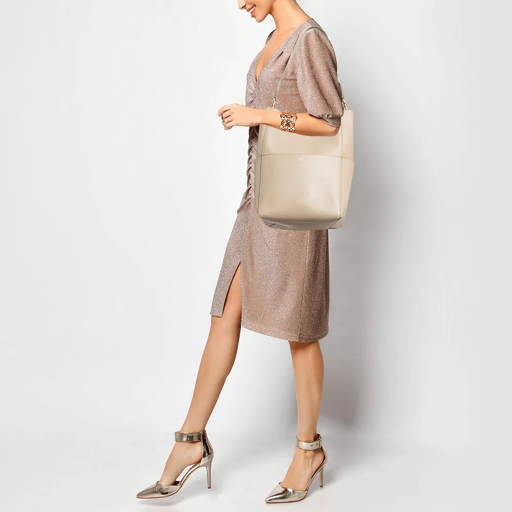 CELINE Beige Leather Sangle Bucket Bag