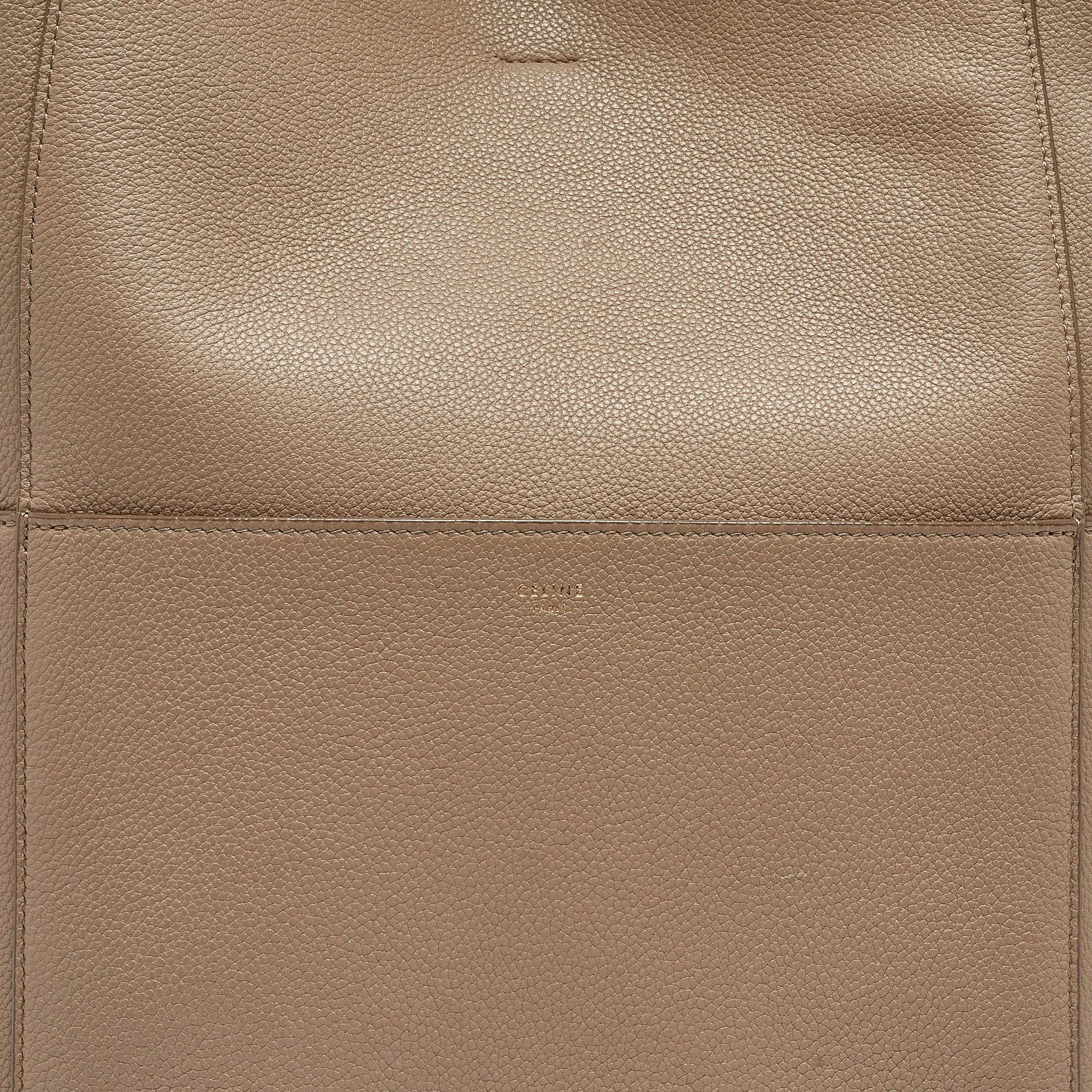 CELINE Beige Leather Sangle Bucket Bag
