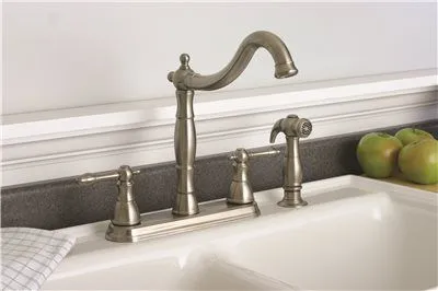 Charlestown Kitchen Faucet 2 Metal Lever Handles Brushed Nickel Finish