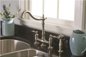 Charlestown Kitchen Faucet Bridge Style Brushed Nickel Finish