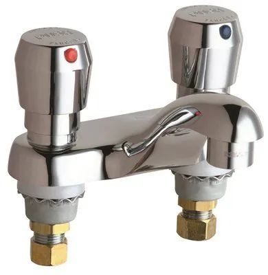 Chicago Faucets Mvp Metering Bathroom Faucet With 4 In. Centers Less Pop-Up Chrome Lead Free