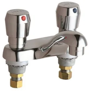 Chicago Faucets Mvp Metering Bathroom Faucet With 4 In. Centers Less Pop-Up Chrome Lead Free