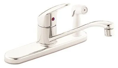 Cleveland Faucet Group Single Lever Kitchen Faucet With White Deck Side Sprayer Chrome