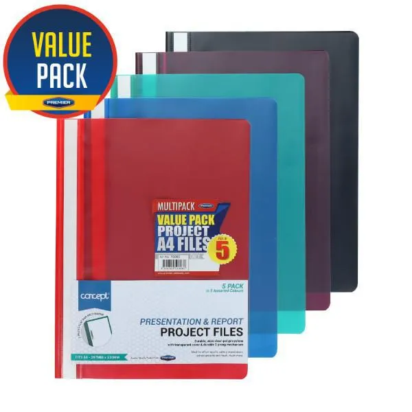 Concept - A4 Assorted Colours Project Files - Pack of 5