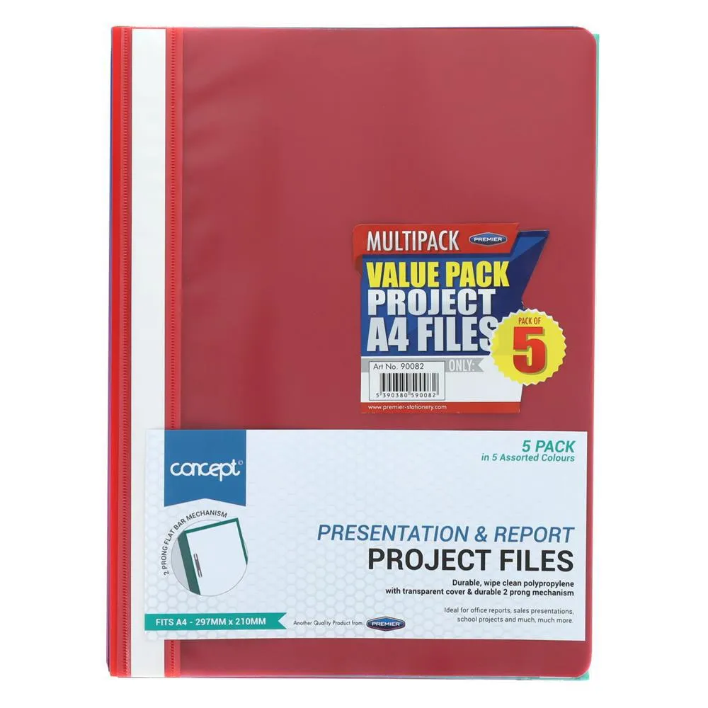 Concept - A4 Assorted Colours Project Files - Pack of 5