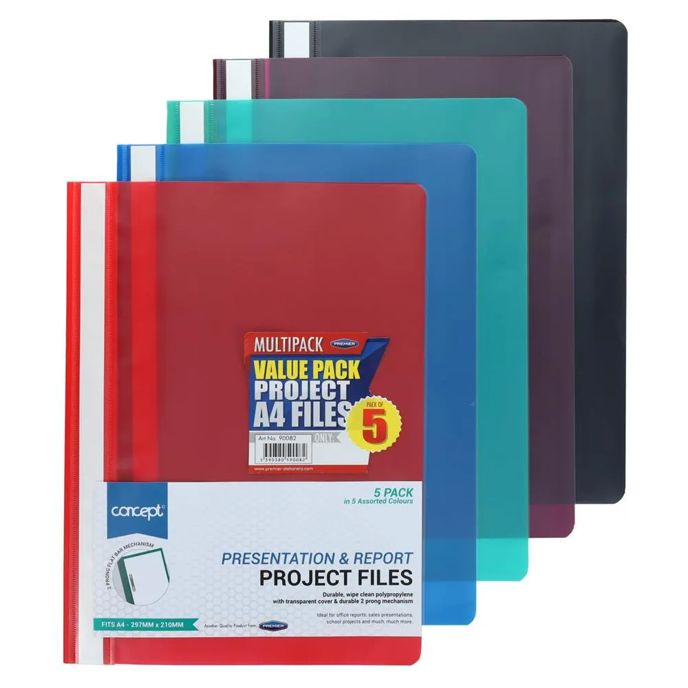 Concept - A4 Assorted Colours Project Files - Pack of 5