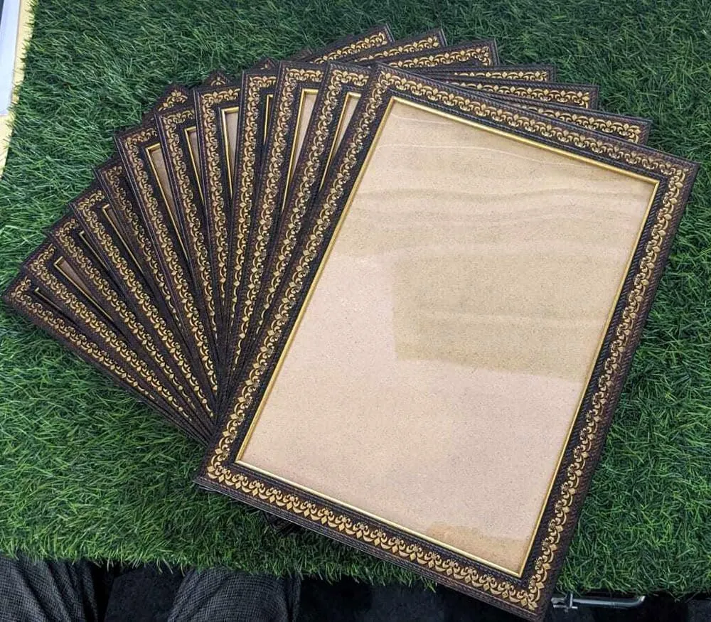dj arts A4 Document Photo Frame set of 12 Brown Golden Photo Frames for Home and Office decoration (Photo Size 8 x 12 Inches)