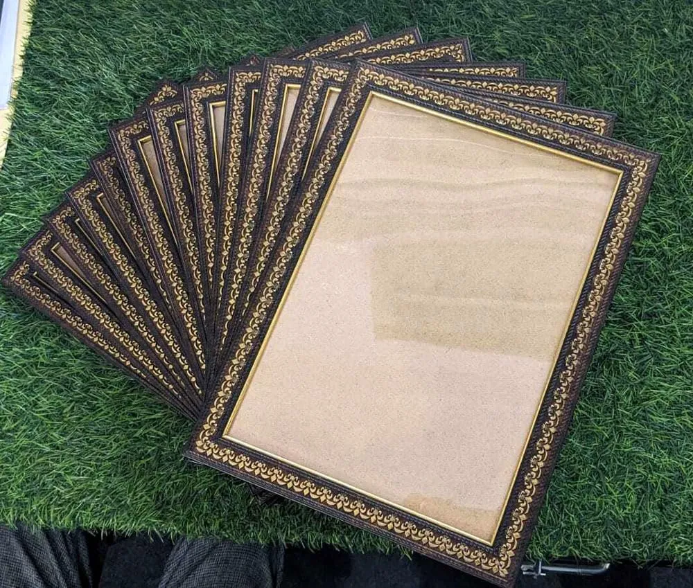 dj arts A4 Document Photo Frame set of 12 Brown Golden Photo Frames for Home and Office decoration (Photo Size 8 x 12 Inches)