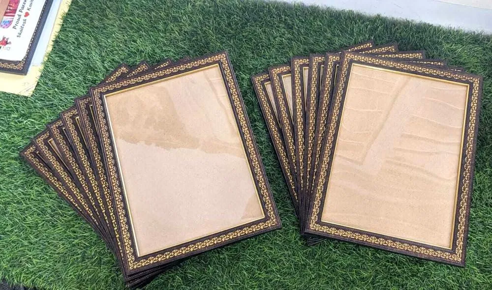 dj arts A4 Document Photo Frame set of 12 Brown Golden Photo Frames for Home and Office decoration (Photo Size 8 x 12 Inches)