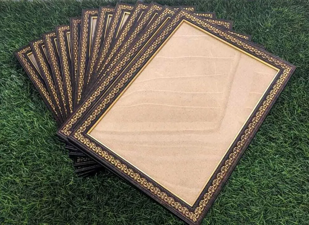 dj arts A4 Document Photo Frame set of 12 Brown Golden Photo Frames for Home and Office decoration (Photo Size 8 x 12 Inches)