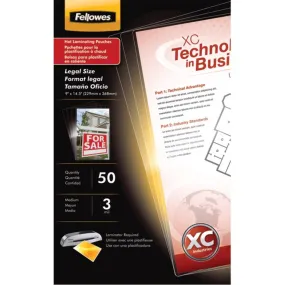 Fellowes 52226 Glossy Legal Document Laminating Pouches, 50 pk