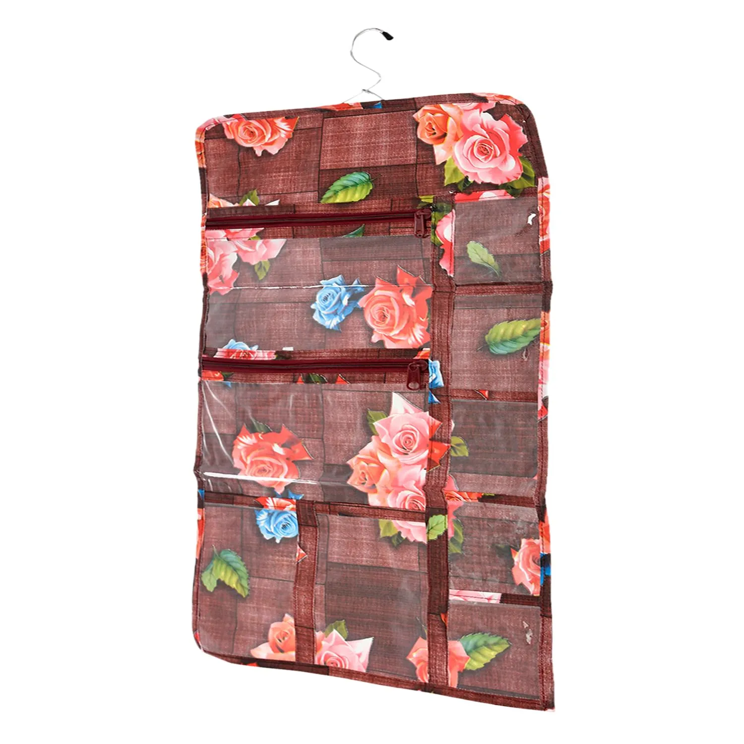 Heart Home Document Holder | PVC Flower Design Document Organizer | Double Sided Document Holder for Home | 7 Small Pocket with 3 Zipper | Maroon