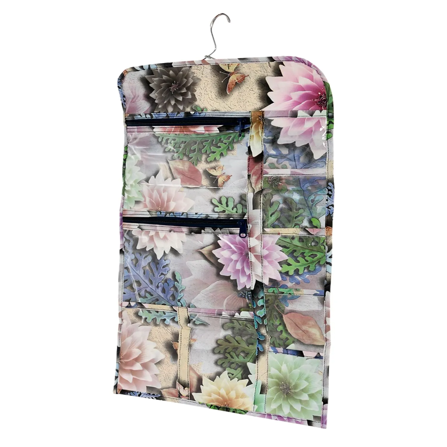 Heart Home Document Holder | PVC Sun Flower Design Document Organizer | Double Sided Document Holder for Home | 7 Small Pocket with 3 Zipper | Brown