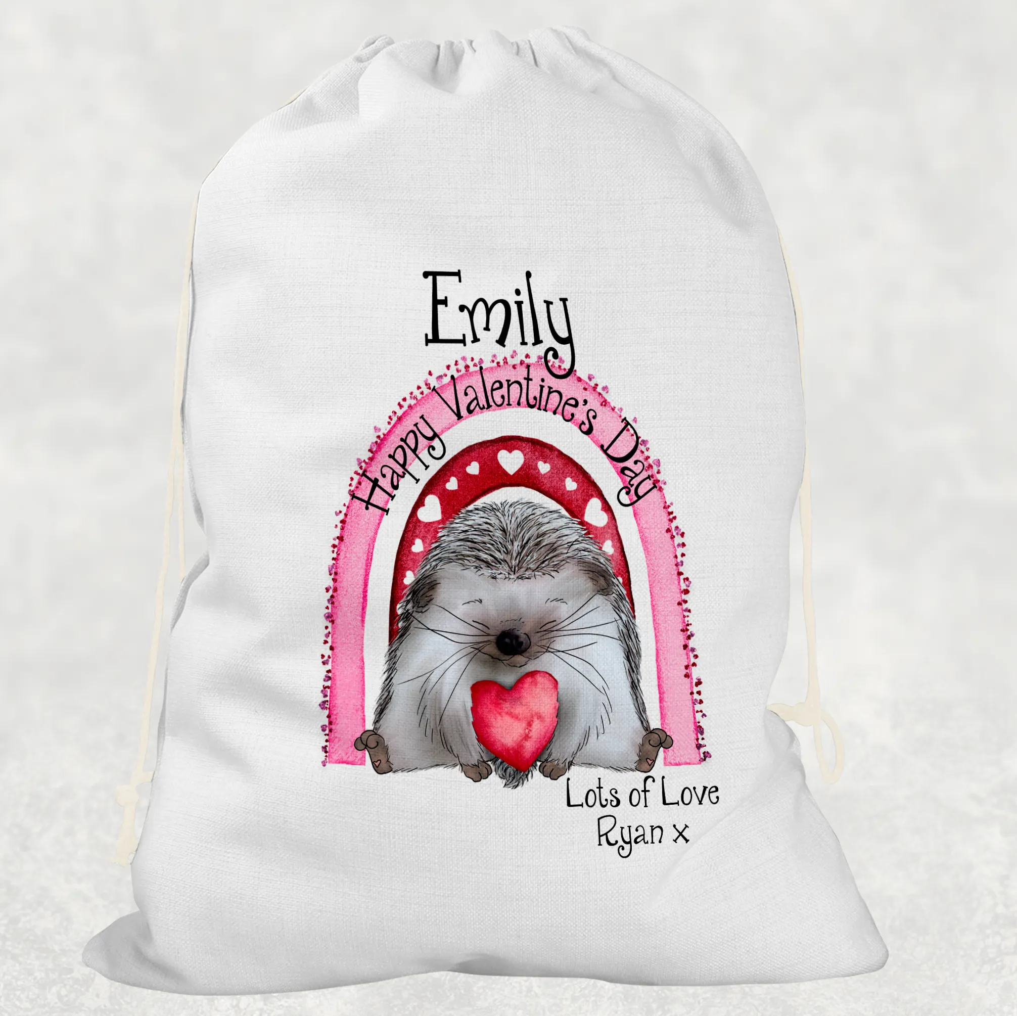 Hedgehug Personalised Valentine's Day Gift Sack