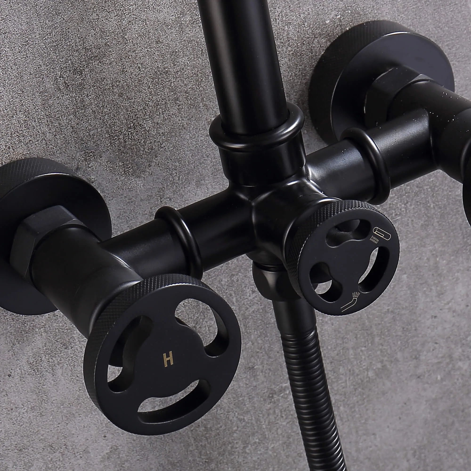 Industrial Pipe Tub Filler Wall Mount Bathtub Faucet with Hand Shower RB0991