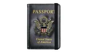 Leather Passport Wallet With Vaccination Card Slot & Elastic Strap