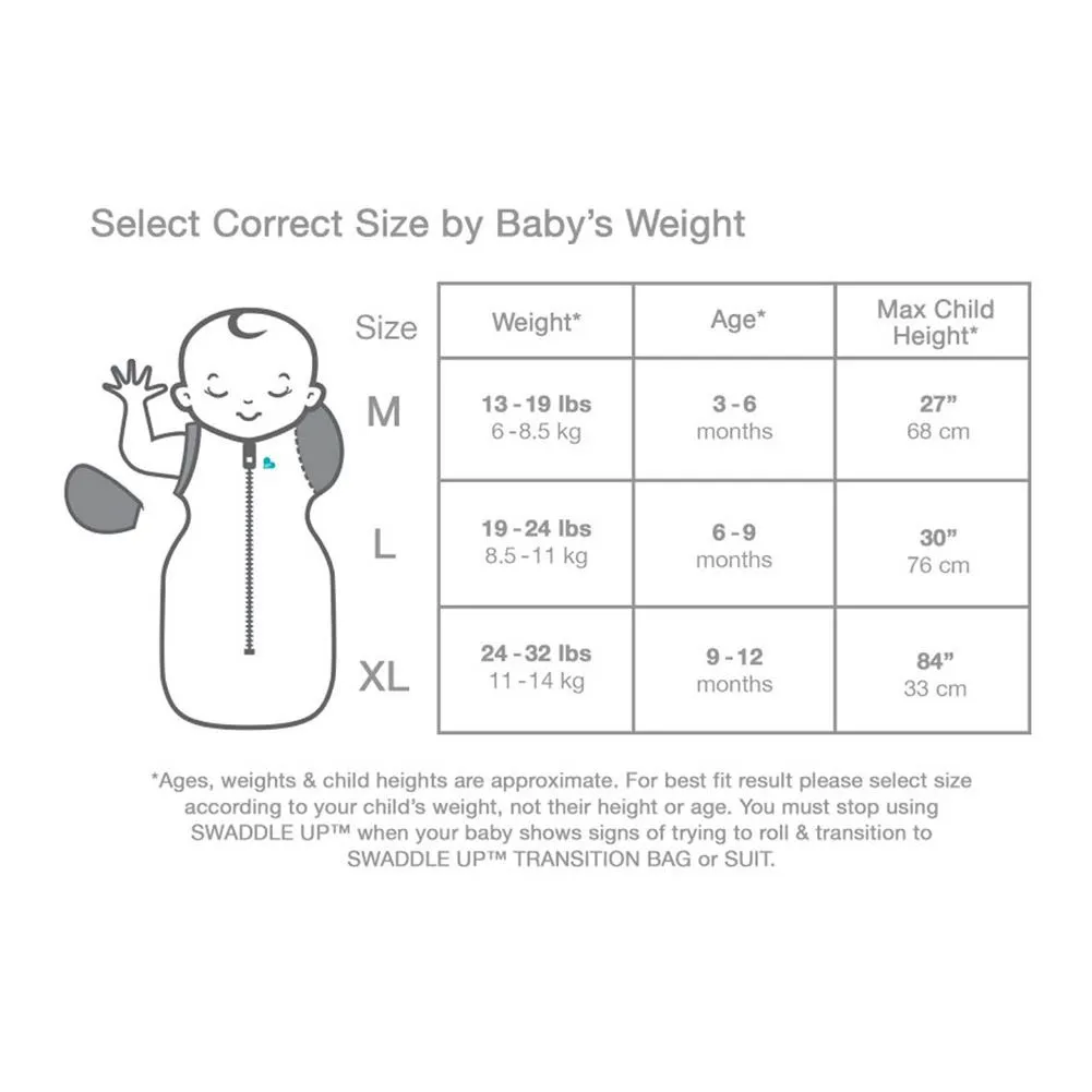 Love To Dream Swaddle UP Transition Bag Original 1.0 TOG - Grey (Medium, 13-18.5 lbs)