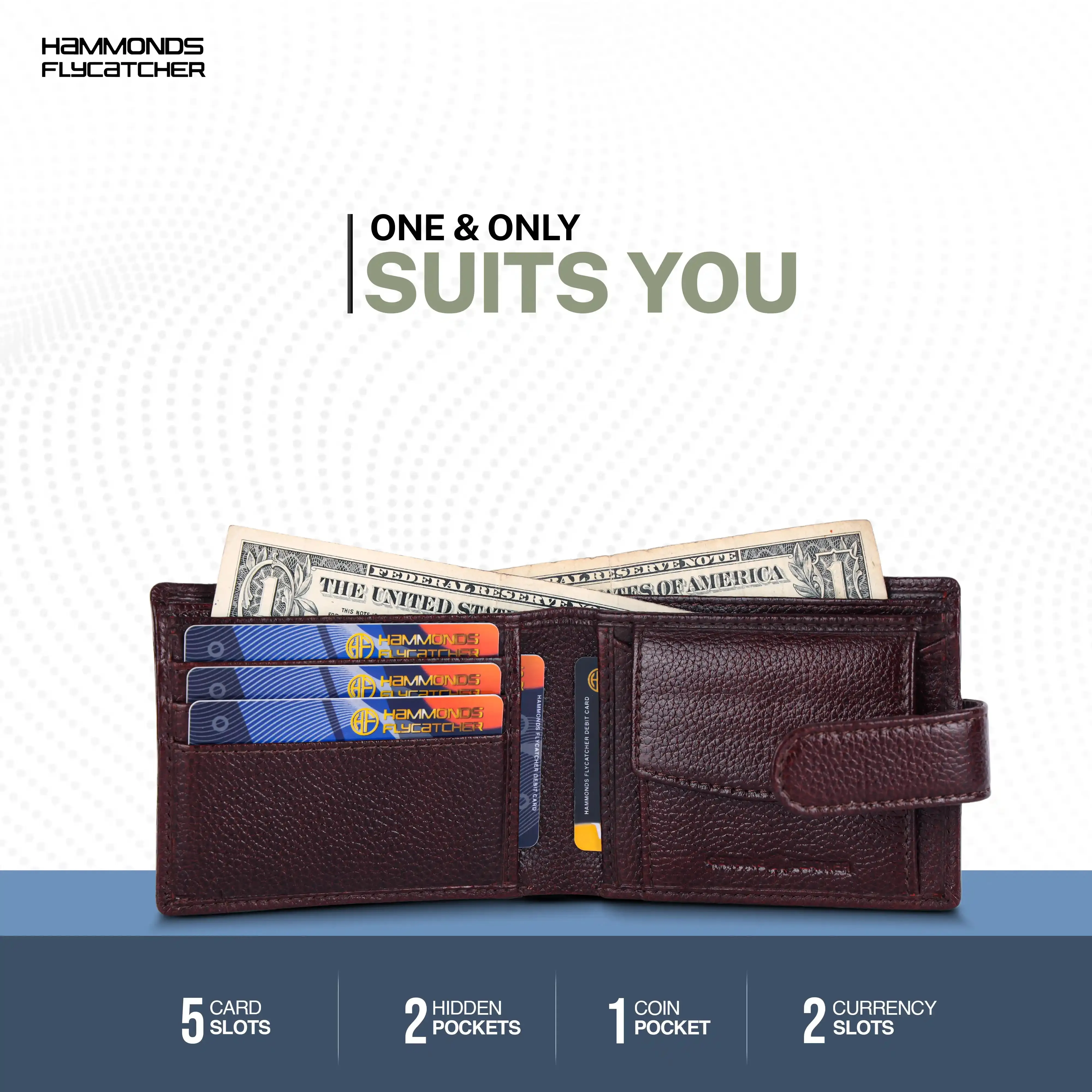 Men's Leather Wallet - 5 Card Slots, 2 Currency Pockets, RFID Protection - Perfect Gift for Valentine's, Father's Day, Birthdays