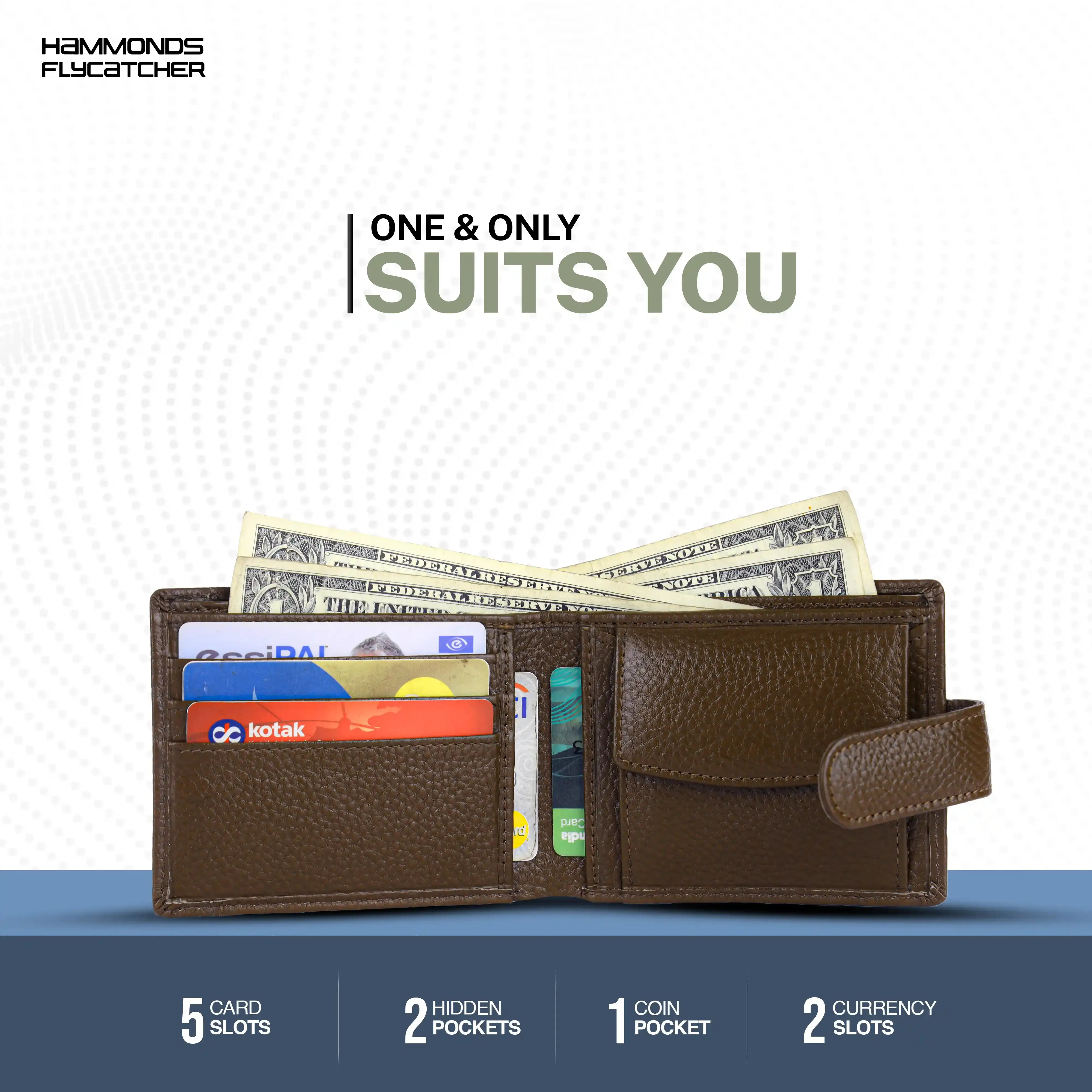 Men's Leather Wallet - 5 Card Slots, 2 Currency Pockets, RFID Protection - Perfect Gift for Valentine's, Father's Day, Birthdays
