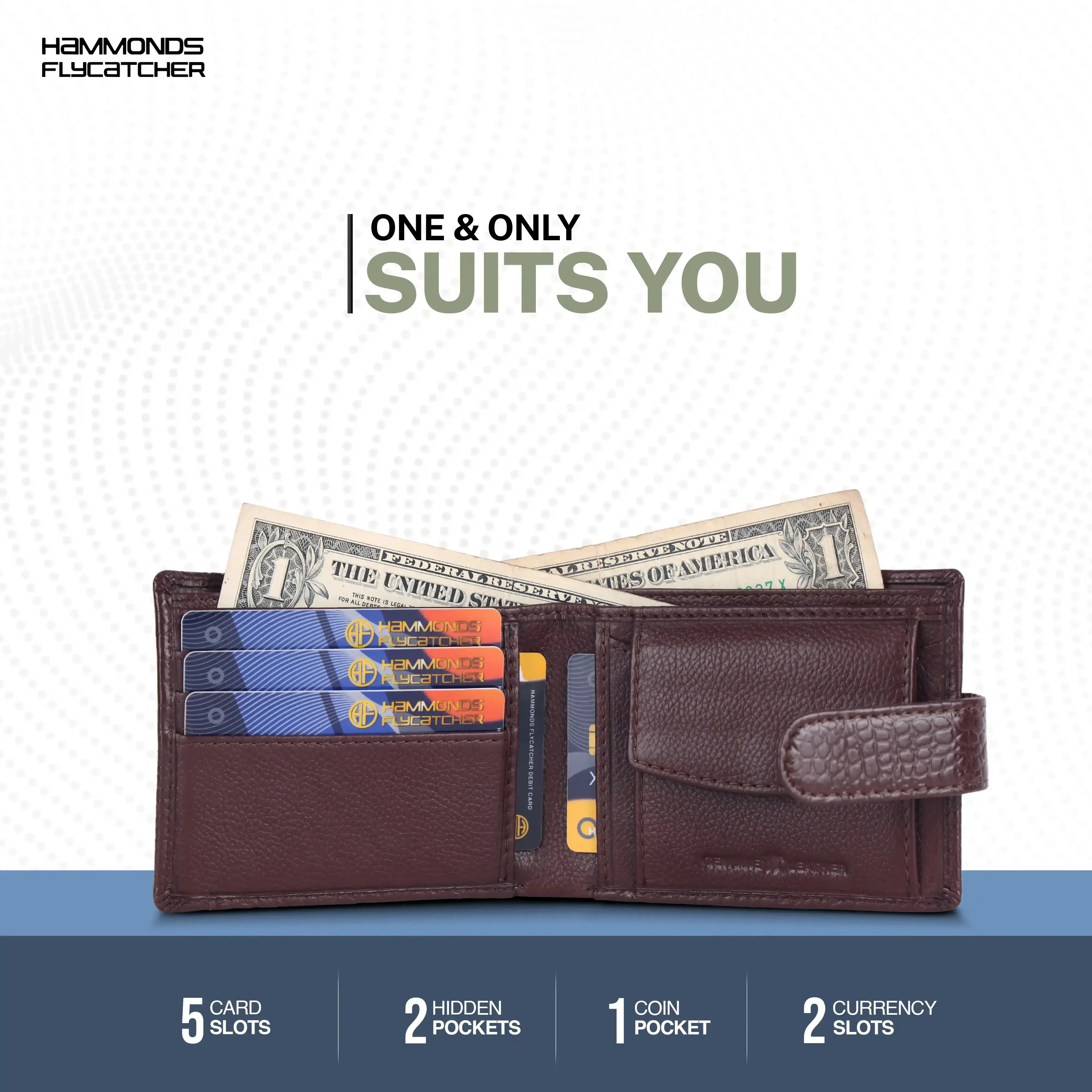 Men's Leather Wallet - 5 Card Slots, 2 Currency Pockets, RFID Protection - Perfect Gift for Valentine's, Father's Day, Birthdays