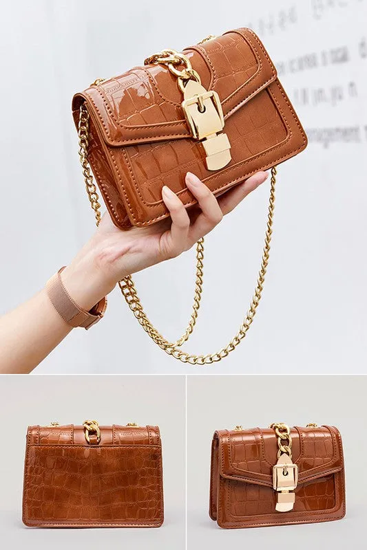 Mini Faux Alligator Handbag