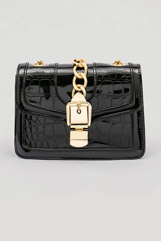 Mini Faux Alligator Handbag