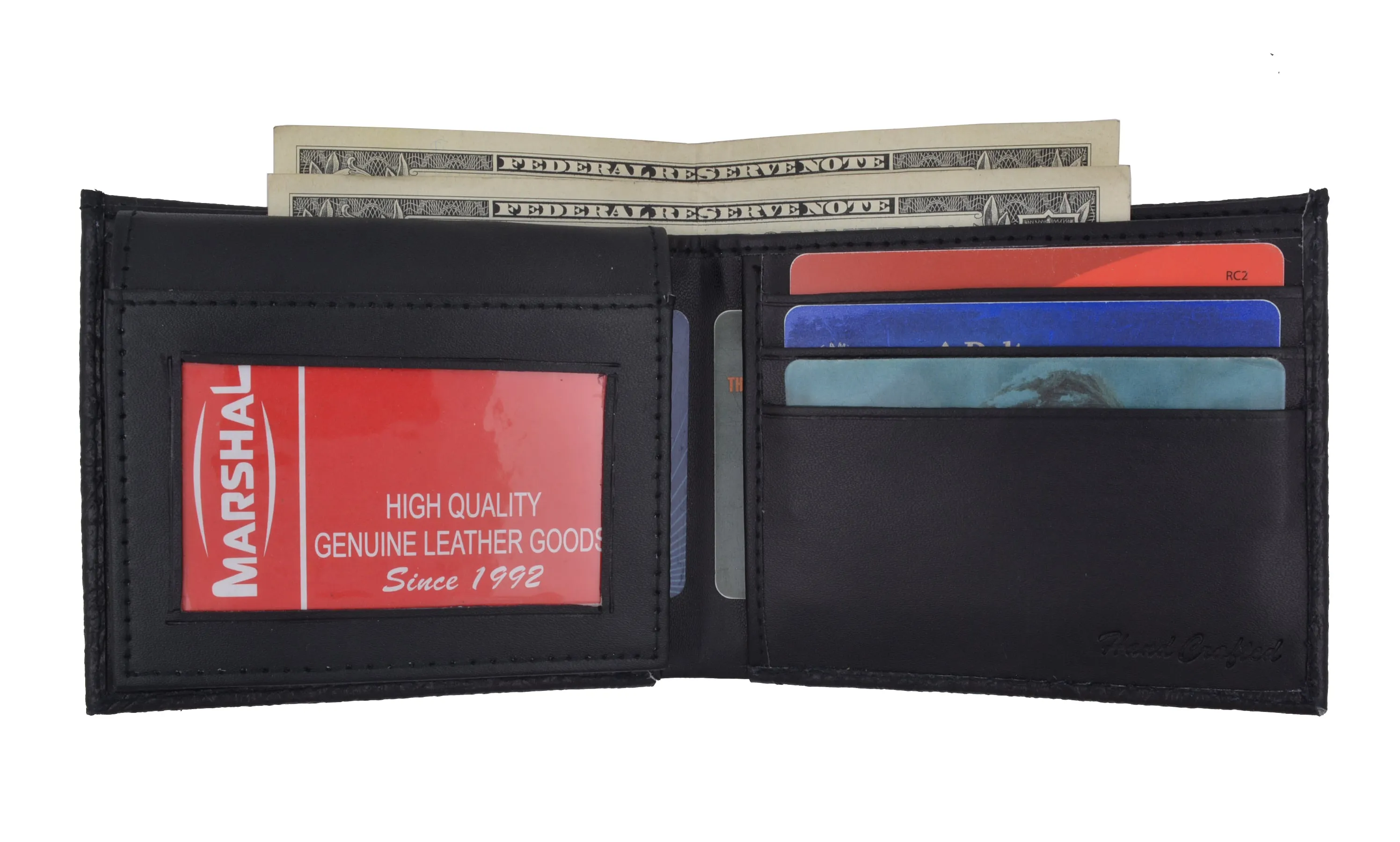 New Mens Genuine Leather Bifold Wallet ID Credit Card Alligator Window Crocodile