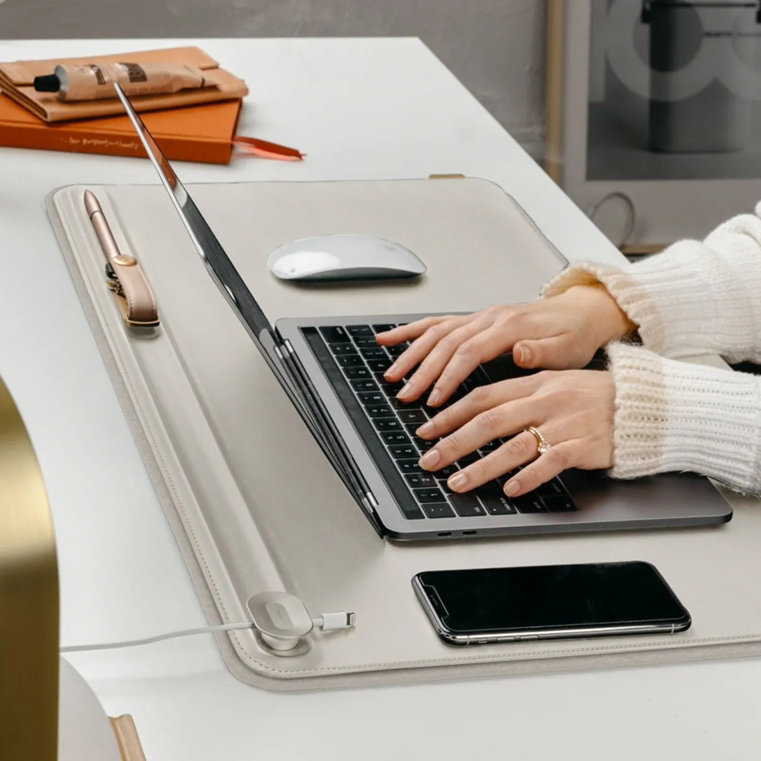 orbitkey | desk mat | stone grey medium