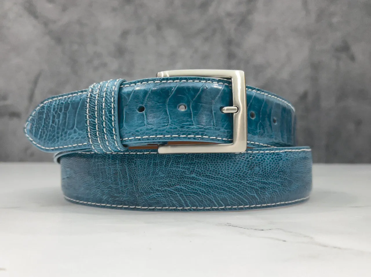 Ostrich Shin Belt: Teal
