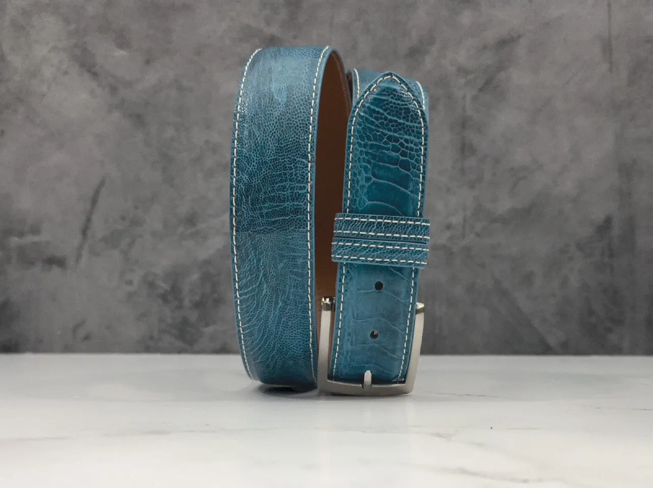 Ostrich Shin Belt: Teal