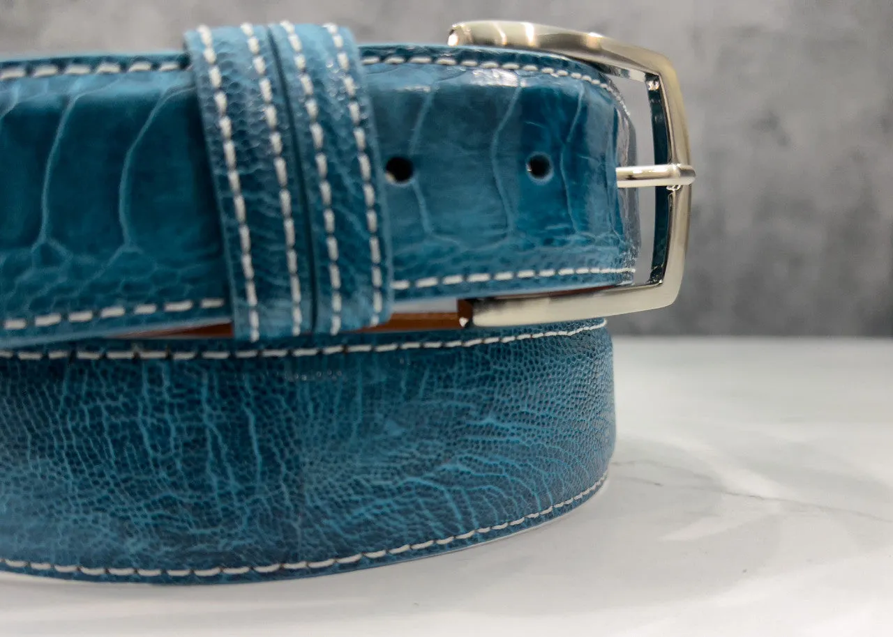 Ostrich Shin Belt: Teal