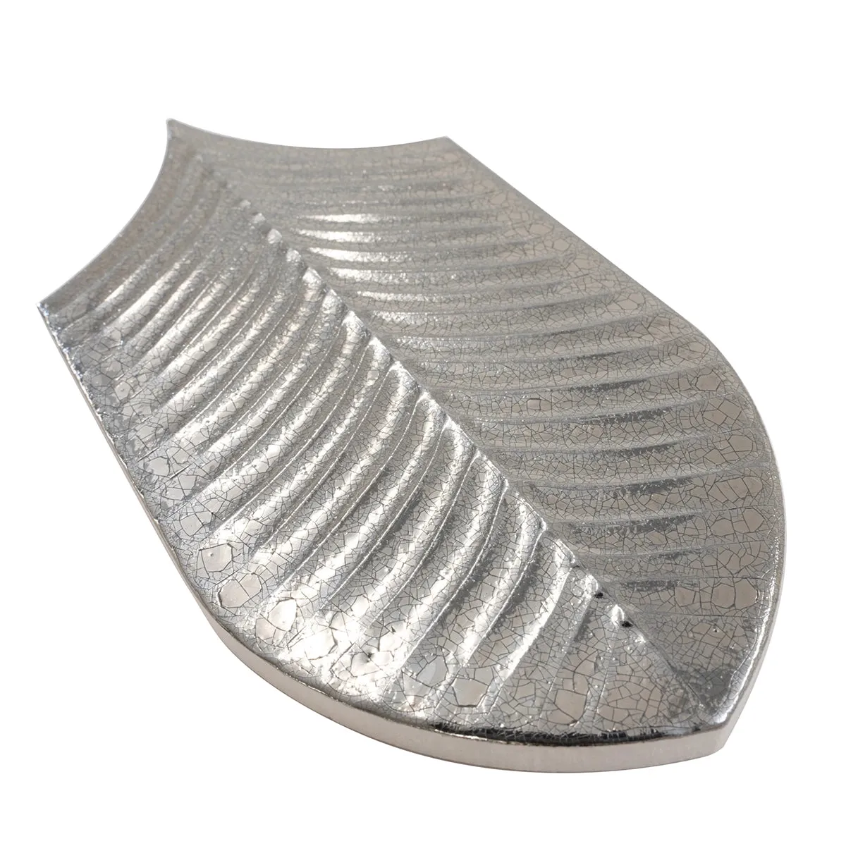 Plume Metallic Platinum Feather Ceramic Tile