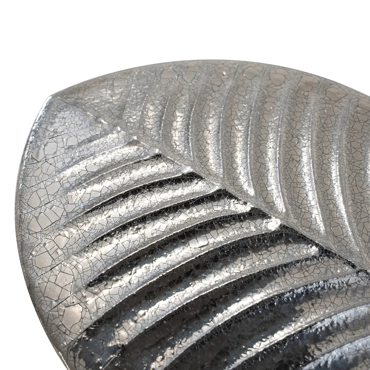 Plume Metallic Platinum Feather Ceramic Tile