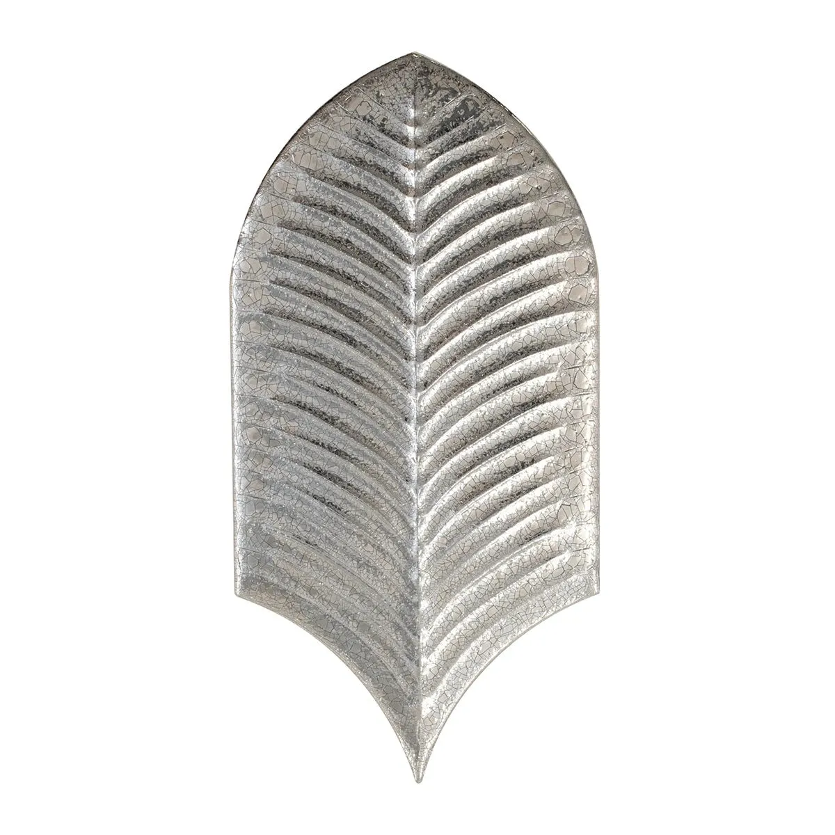 Plume Metallic Platinum Feather Ceramic Tile