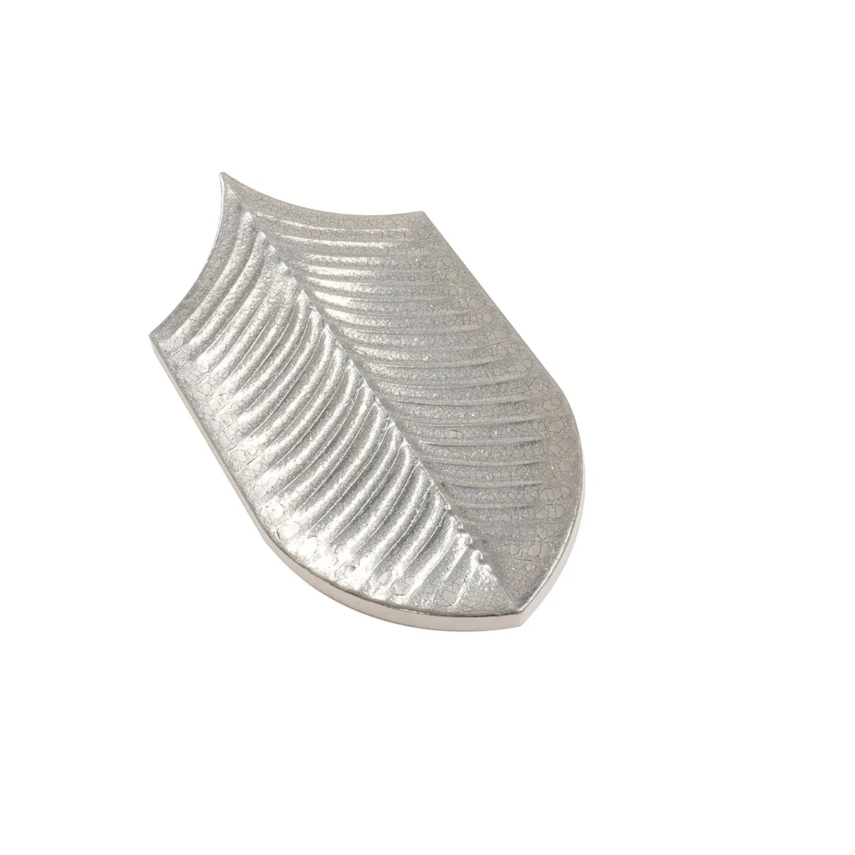 Plume Metallic Platinum Feather Ceramic Tile